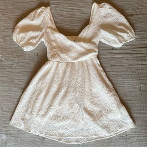 Lulus White Puff Sleeve Mini Dress